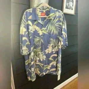 Tommy Bahama 100%‎ silk Hawaiian print button down xxl